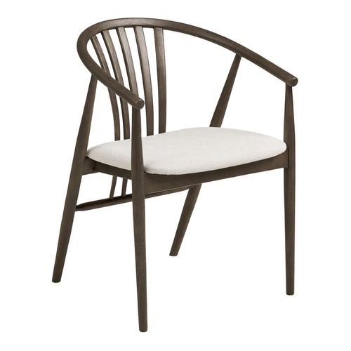 Bess-fauteuil De Table En Chêne Fumé Massif Et Tissu Beige