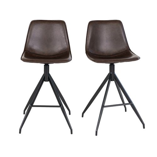 Andy-tabouret De Bar En Cuir Synthétique Marron (x2)