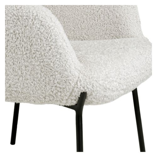 Boris-fauteuil Vintage  En Tissu Bouclé Écru