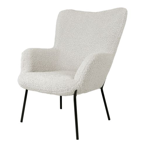 Boris-fauteuil Vintage  En Tissu Bouclé Écru