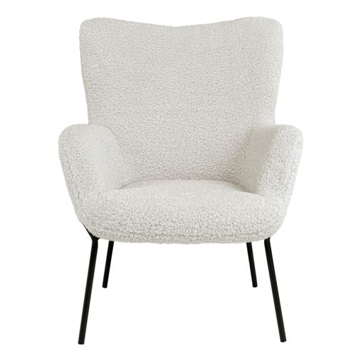 Boris-fauteuil Vintage  En Tissu Bouclé Écru
