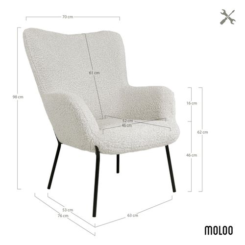 Boris-fauteuil Vintage  En Tissu Bouclé Écru