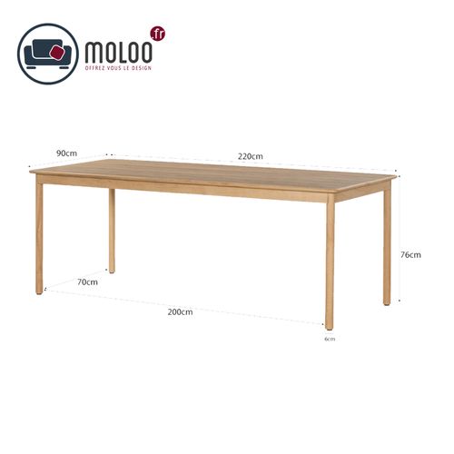 Roveri-table à Manger Rectangulaire L.220 Cm Chêne