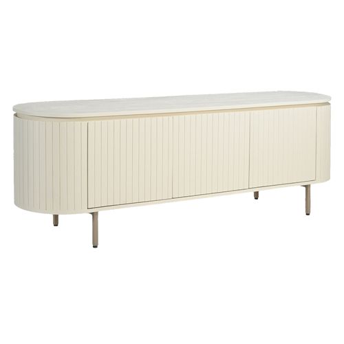 Cream-meuble TV 170 Cm En Bois Massif Ivoire