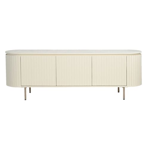 Cream-meuble TV 170 Cm En Bois Massif Ivoire
