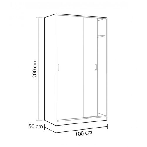 Armoire Avec 2 Portes Coulissantes Coloris Blanc - L 100 Cm X H 200 X P 50 Cm
