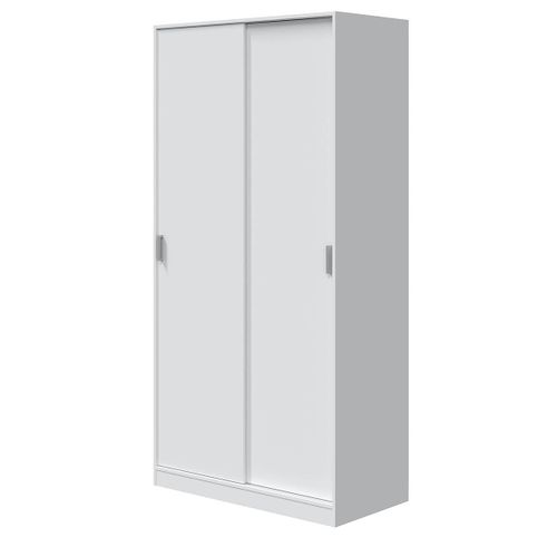 Armoire Avec 2 Portes Coulissantes Coloris Blanc - L 100 Cm X H 200 X P 50 Cm