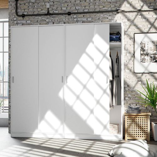 Armoire Avec 2 Portes Coulissantes Coloris Blanc - L 100 Cm X H 200 X P 50 Cm