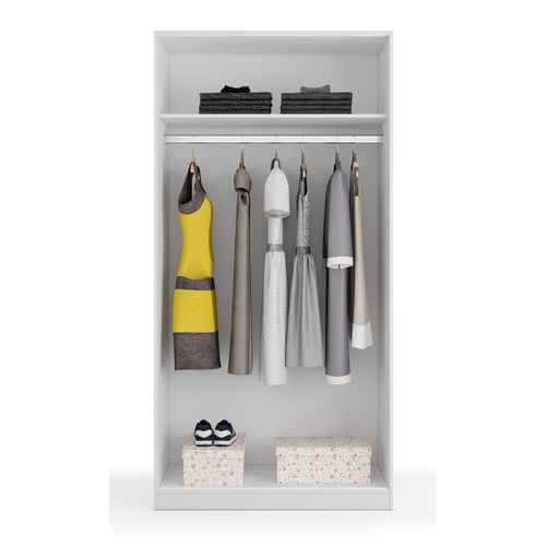 Armoire Avec 2 Portes Coulissantes Coloris Blanc - L 100 Cm X H 200 X P 50 Cm