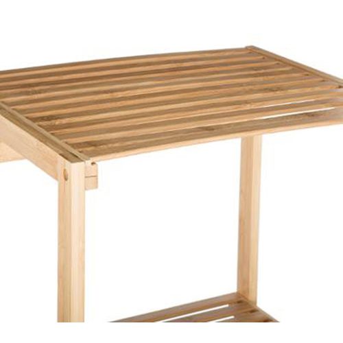 Etagère à 2 Niveaux + Panier à Linge En Bambou Naturel - Dim : H.118 X L.35 X P.32 Cm