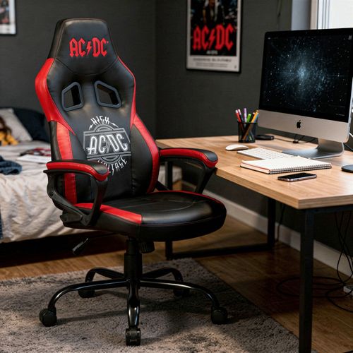 Chaise Gaming Ac/dc Chaise De Bureau, Fauteuil Gamer, Assise à Bascule, Dossier Ergonomique - Noir