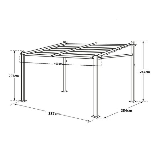 Pergola Murale 3 × 4m Fréjus Grise - Structure Aluminium