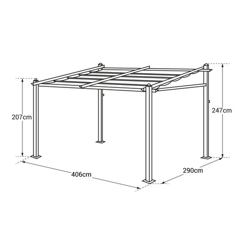Pergola Murale 3 × 4m Fréjus Grise - Structure Aluminium