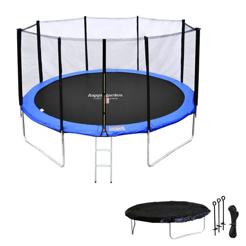 Trampoline D. 370cm Réversible Vert/bleu Perth Avec Accessoires