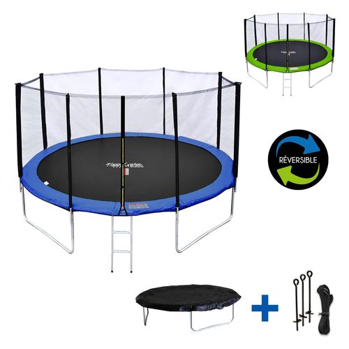 Trampoline D. 370cm Réversible Bleu/vert Perth Avec Accessoires