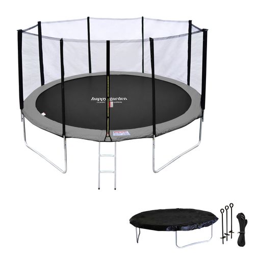 Trampoline D. 370cm Réversible Rose/gris Perth Avec Accessoires