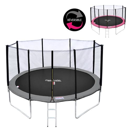 Trampoline D. 370cm Réversible Rose/gris Perth Avec Accessoires