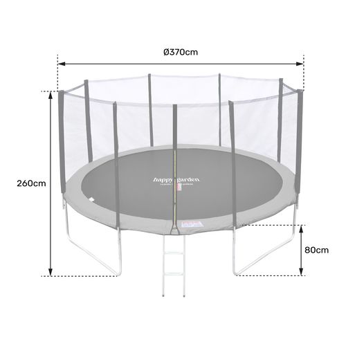 Trampoline D. 370cm Réversible Gris/rose Perth Avec Accessoires