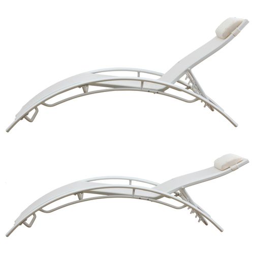 Lot De 2 Transats Galapagos En Textilène Blanc - Aluminium Blanc