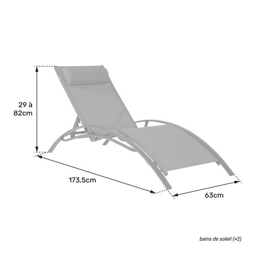 Lot De 2 Transats Galapagos En Textilène Blanc - Aluminium Blanc