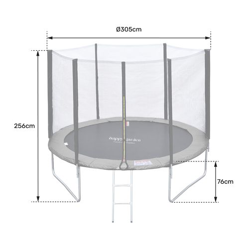 Trampoline 305cm Réversible Gris/rose Adelaïde + Échelle, Bâche Et Kit D'ancrage