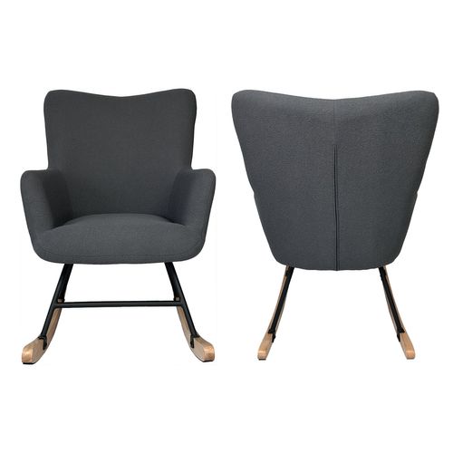 Fauteuil à Bascule En Tissu Boucle Gris Kaira