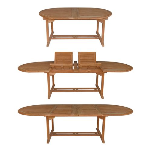 Salon De Jardin En Teck Lombok - Table Ovale Extensible - 10 Places