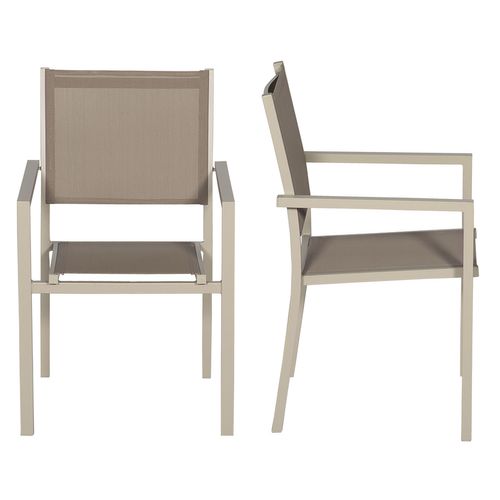Lot De 6 Chaises En Aluminium Taupe - Textilène Taupe