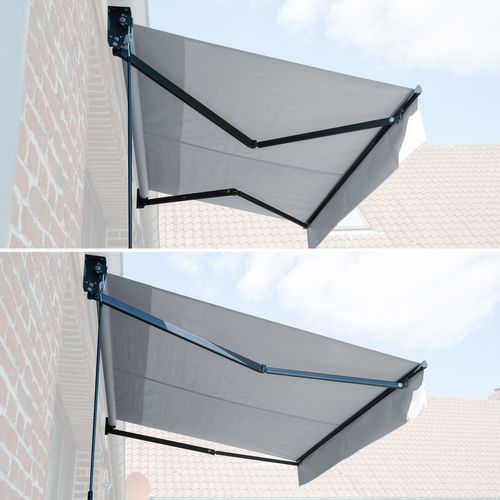 Store Banne Saule 2,5 × 2m - Toile Grise Et Structure Grise