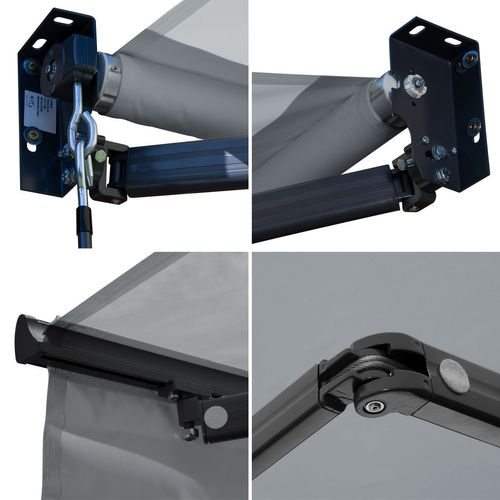 Store Banne Saule 2,5 × 2m - Toile Grise Et Structure Grise