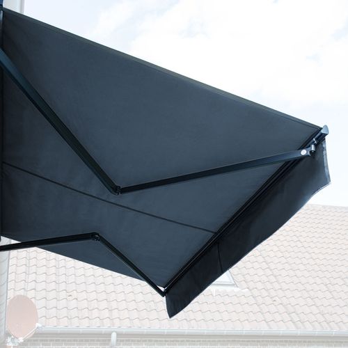 Store Banne Saule 2,95 × 2,5m Avec Semi-coffre - Toile Anthracite Et Structure Grise