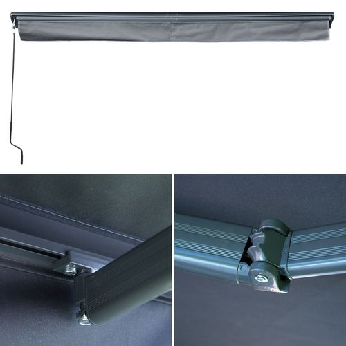 Store Banne Saule 2,95 × 2,5m Avec Semi-coffre - Toile Anthracite Et Structure Grise