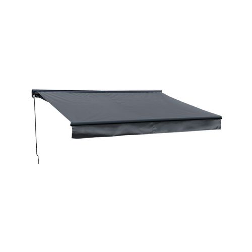 Store Banne Saule 2,95 × 2,5m Avec Semi-coffre - Toile Anthracite Et Structure Grise