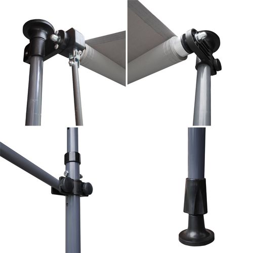 Store Banne Pour Balcon Chene 3 × 1,2m - Toile Grise Et Structure Grise