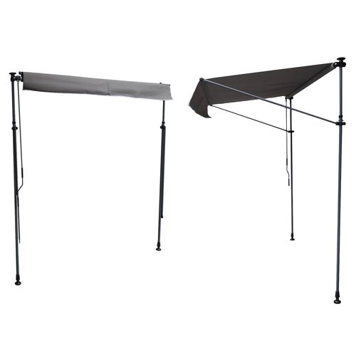 Store Banne Pour Balcon Chene 3 × 1,2m - Toile Anthracite Et Structure Grise