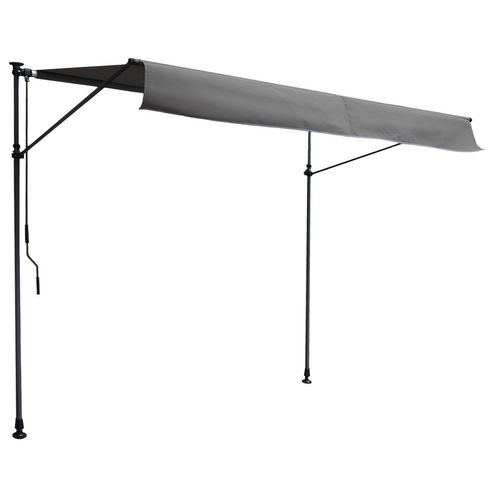 Store Banne Pour Balcon Chene 3 × 1,2m - Toile Anthracite Et Structure Grise