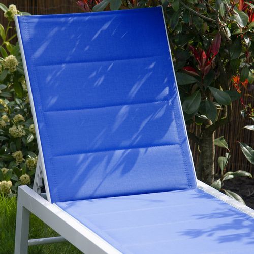 Bain De Soleil Barbados En Textilène Bleu - Aluminium Blanc