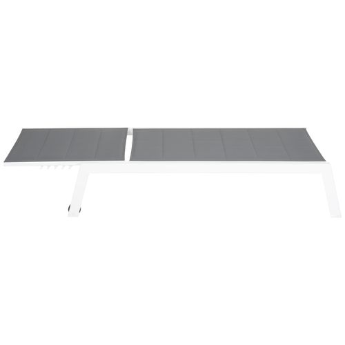 Set Bain De Soleil Et Table D'appoint Barbados En Textilène Gris - Aluminium Blanc