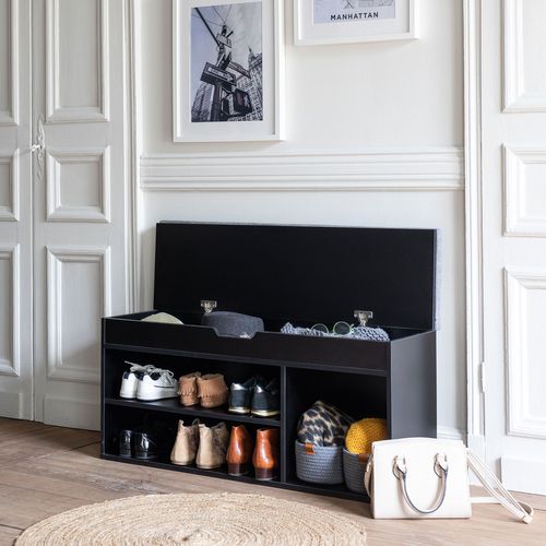 Meuble à Chaussures Trois Casiers Avec Coffre Noir Alan