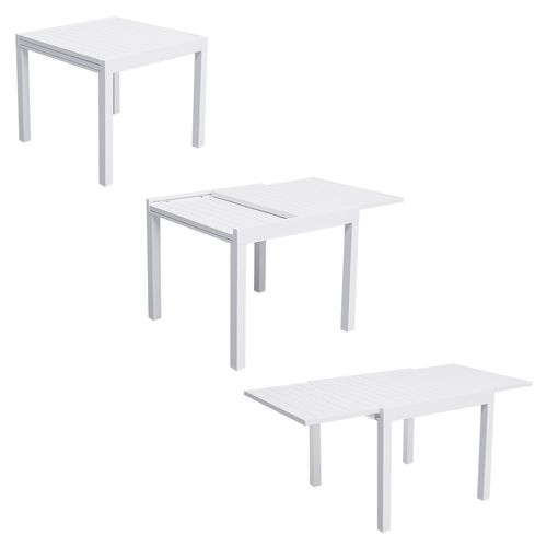 Salon De Jardin Venezia Extensible 90/180 En Aluminium Blanc - 8 Places