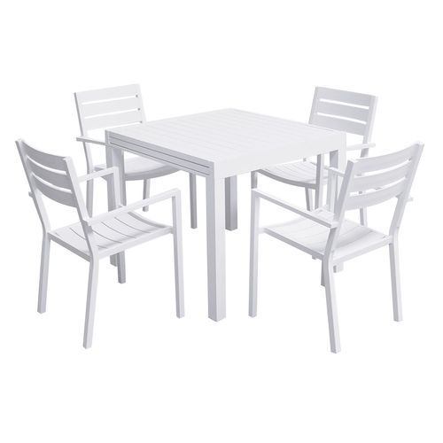 Salon De Jardin Venezia Extensible 90/180 En Aluminium Blanc - 8 Places