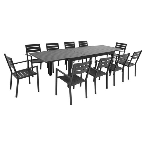 Salon De Jardin Extensible 10 Places De 180/300cm Aluminium Anthracite Venezia