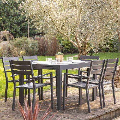 Salon De Jardin Extensible 10 Places De 180/300cm Aluminium Anthracite Venezia