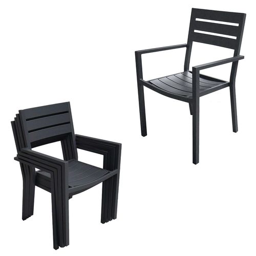 Salon De Jardin Venezia Extensible 132/264 En Aluminium Anthracite - 10 Places