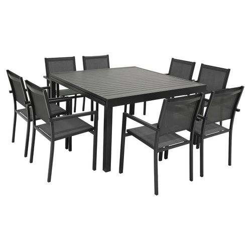 Salon De Jardin Venezia 140/200cm 10 Pl. Aluminium Anthracite