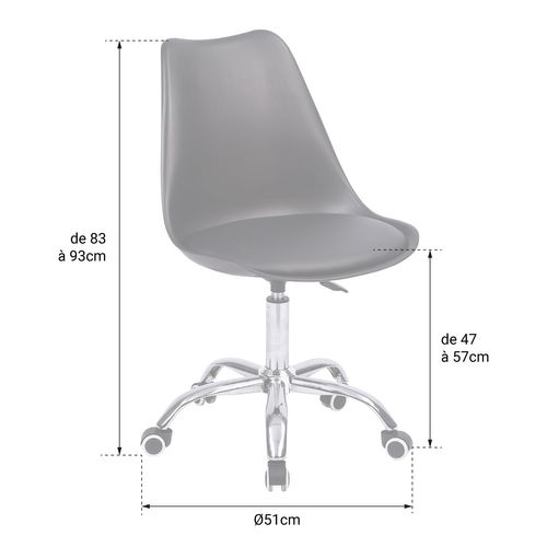 Chaise De Bureau Réglable En Hauteur Grise Anne