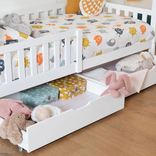 Lit Cabane Pour Enfant 190x90cm Blanc Avec Tiroirs Marceau