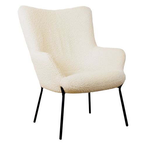 Fauteuil En Tissu Bouclette Écru Eira