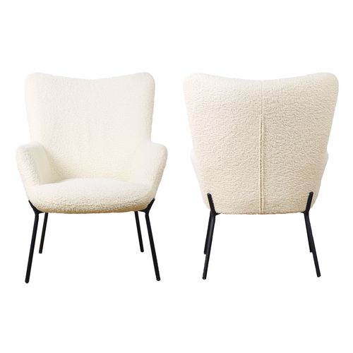 Fauteuil En Tissu Bouclette Écru Eira