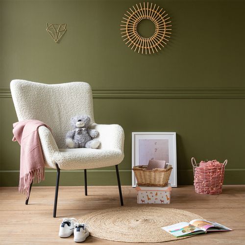 Fauteuil En Tissu Bouclette Écru Eira